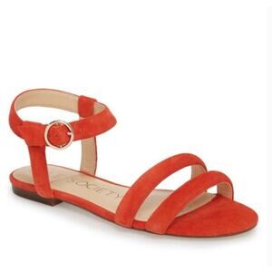 Sole Society‎ Sandals Womens 7 Red Orange Malie Suede Leather